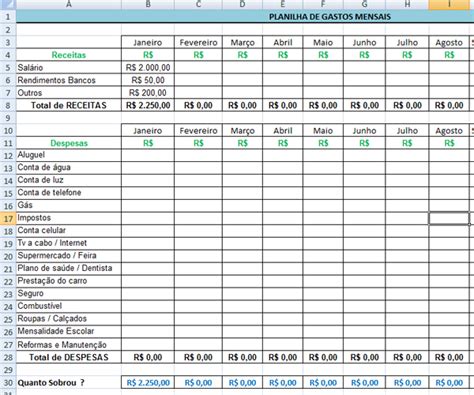 Saiba Como Montar Uma Planilha De Gastos Mensais Personalizada Fotos Tecnologia