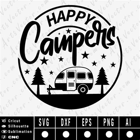 Silhouette Happy Camper Svg Sublimation Printing Camping Svg Design For