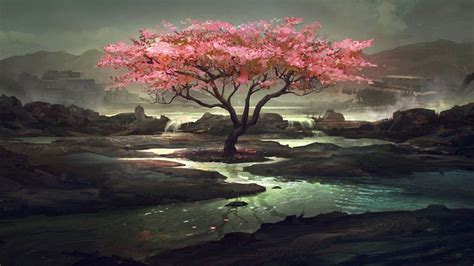 Cherry Blossom Tree Art Wallpaper