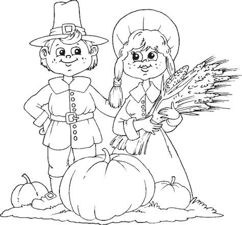 Thanksgiving Indian And Pilgrim Coloring Pages