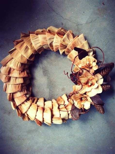 Corn Husk Wreath With Corn Husk Roses And Natural Accents