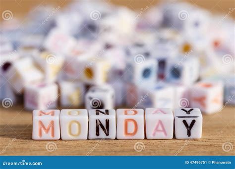 Monday Written In Letter Beads On Wood Background Stock Image Image