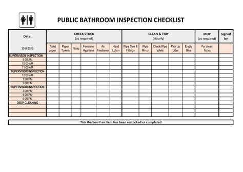 Printable Daily Toilet Cleaning Checklist Excel