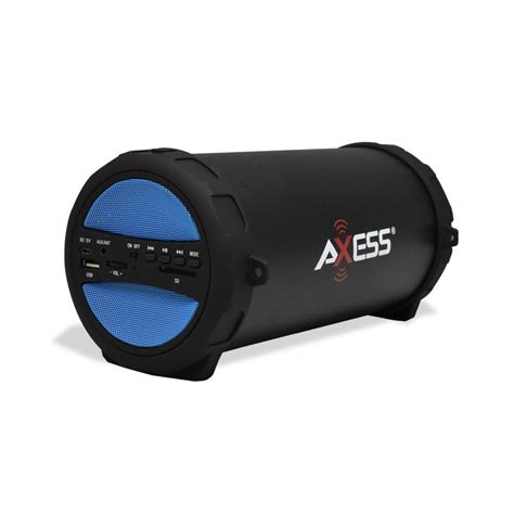axess spbt1041 portable thunder sonic bluetooth cylinder loud speaker with built in fm radio sd