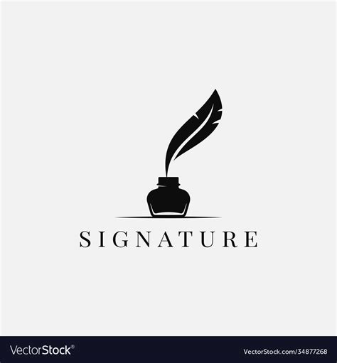 Feather With Ink Inkwell And Logo Royalty Free Vector Image