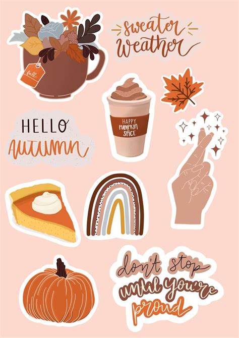 Stickers Bundle X10 100sticker Autumn Collection Etsy In 2020