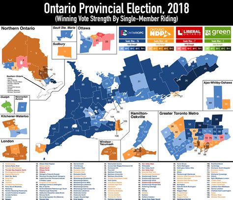 Map Of The Results Of The 2018 Ontario Provincial Election Oc 4255 ×