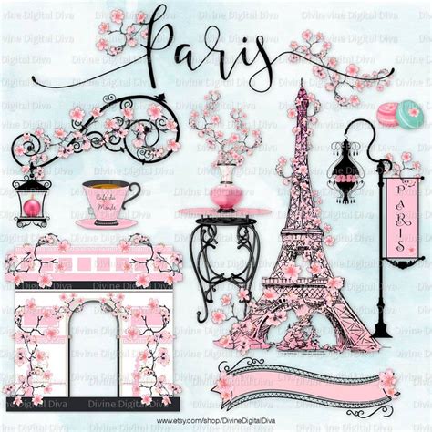 Paris In The Spring Cherry Blossoms Eiffel Tower Pink Parisian Etsy