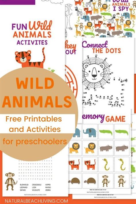 Wild Animals Printables For Preschool And Kindergarten Natural Beach