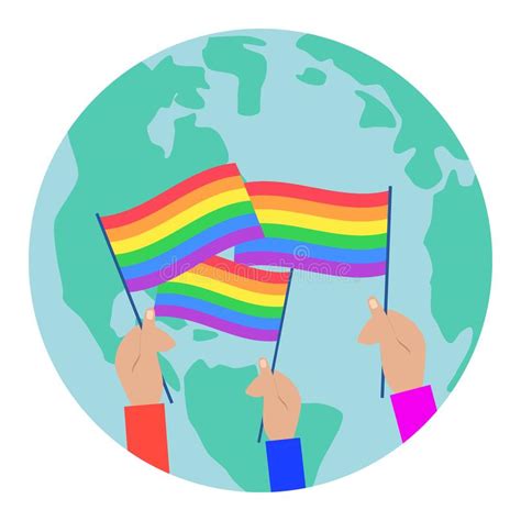 Lgbt Rainbow Flag Celebrating Gay People Rights Same Sex Love Pride Vector Illustration