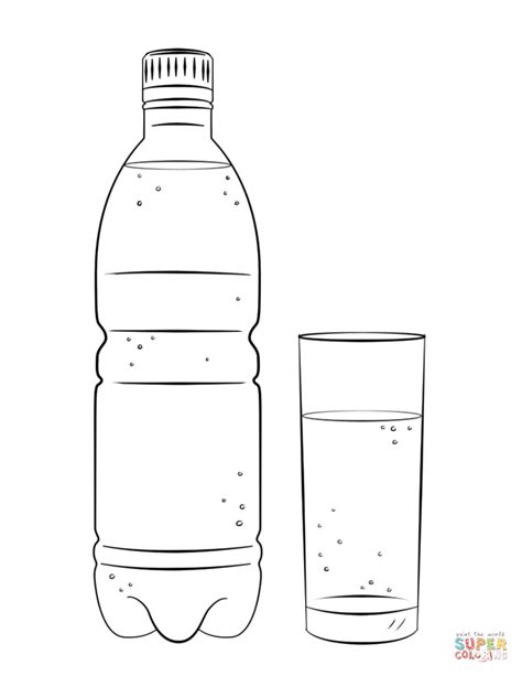Compra botellas del tema animados diseñadas por artistas. Dibujo de Botella de agua y vaso para colorear | Dibujos ...