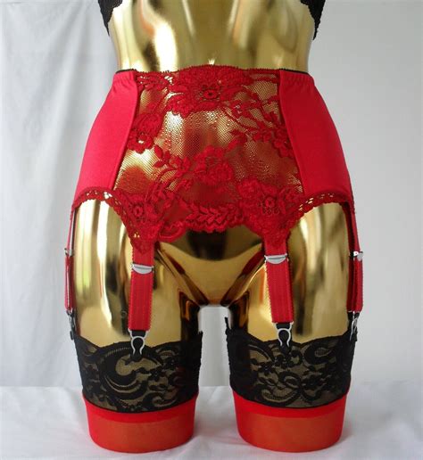 Small Large Xl Red Lycra Valentines Hearts Lace Designer Sexy Suspender Belt Ebay