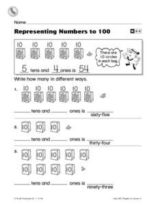Representing Numbers to 100 Lesson Plans & Worksheets