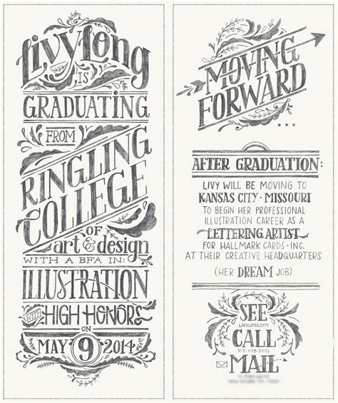 Livy Long Graduation Announcement On Behance Lettering Handwritten