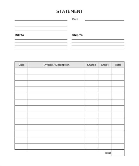 Statement Templates Free Sample Example Format