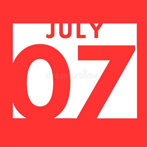 July 7 Flat Modern Daily Calendar Icon Date Day Month Stock