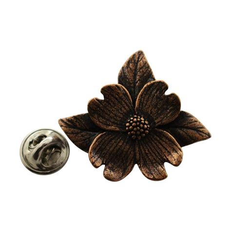Dogwood Flower Pin Antiqued Copper Lapel Pin Dogwood Flowers