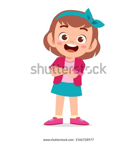 Happy Cute Smile Kid Girl Crossed Stock Vector Royalty Free