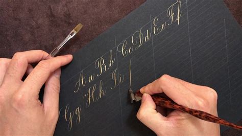 Modern calligraphy a to z✒ copperplate calligraphy for beginners✍ calligraphy tutorials |calligraphy#copperplatecalligraphy#calligraphy#ruasignwritingwatch. Engraver's script in gold - Calligraphy by Hoang - YouTube