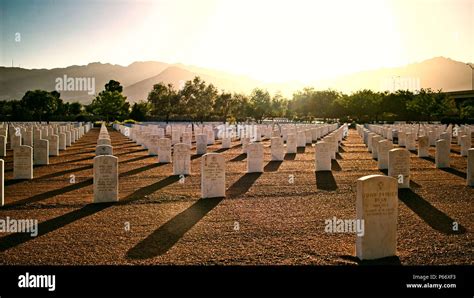 Sunset Over Cemetery Stock Photo Alamy