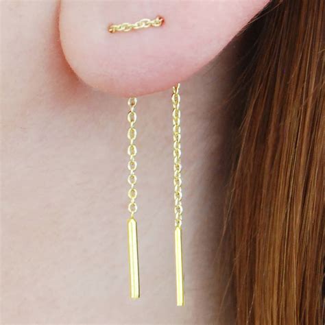 Gold Sterling Silver Chain Threader Earrings By Otis Jaxon Silver