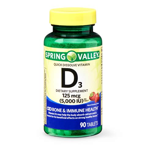 Spring Valley Quick Dissolve Vitamin D3 Tablets 125 Mcg 5000 Iu