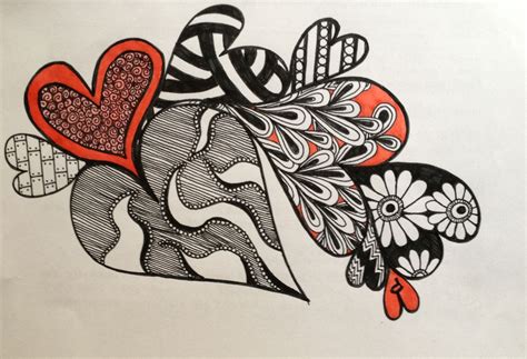 Zentangle Hearts Doodle Art Journals Inspiration Zentangle Patterns