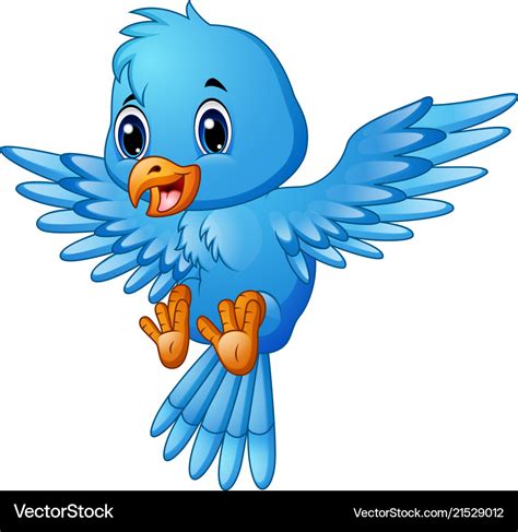 Cute Blue Bird Cartoon Flying Royalty Free Vector Image