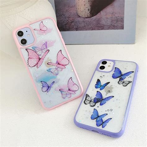 Cute Laser Purple Butterfly Phone Case For Iphone 11 Pro