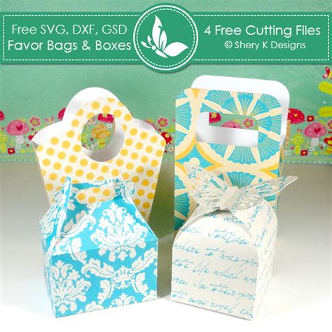 Free SVG Favors Bags and Boxes – Shery K Designs