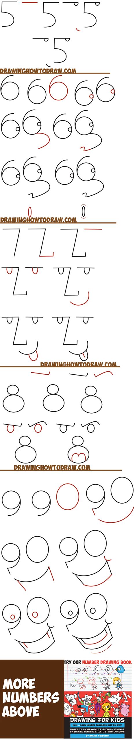 How To Draw Cartoon Faces From Numbers 1 9 Easy Step By Step Drawing