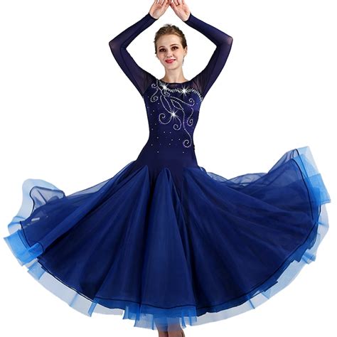 Standard Ballroom Dance Dresses Women Blue Flamenco Dancing Costume