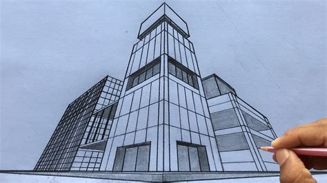 How To Draw Using Three Point Perspective Buildings Drawing Step By