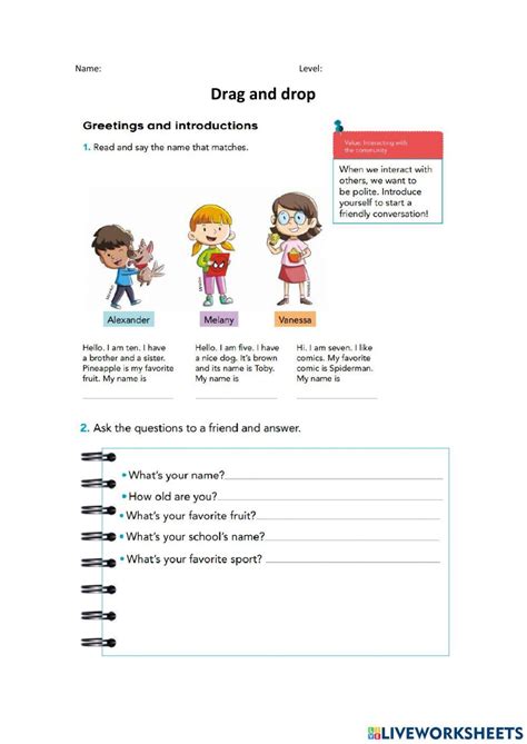Greetings And Introductions Worksheet For 4th Live Worksheets