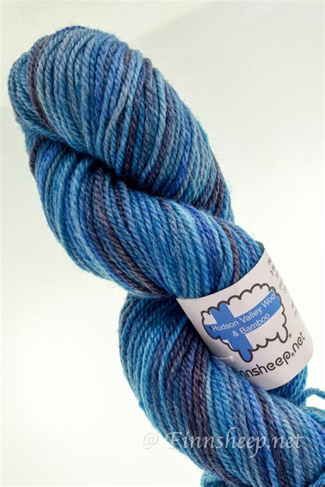 Local Wool And Bamboo 3 Ply Blue Variegated Yarn Worsted Weight 7822