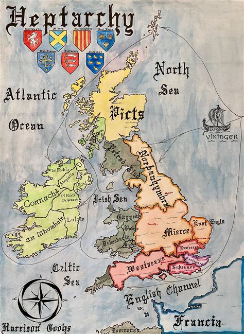 Antique Europe Maps And Atlases Anglo Saxon Kingdoms Heptarchie Des