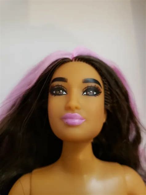 New Nude Barbie Extra Doll Long Wavy Hair W Pink Streaks Articulated