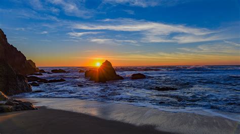 Download Wallpaper 3840x2160 Sea Shore Rocks Surf Sunset 4k Uhd 16