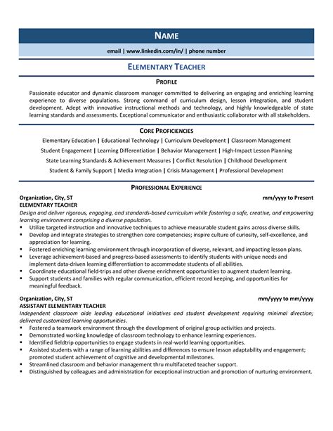 Our teacher resume sample shows you how to use action words to make your work history pop. Elementary Teacher Resume Example & Template for 2020 | ZipJob
