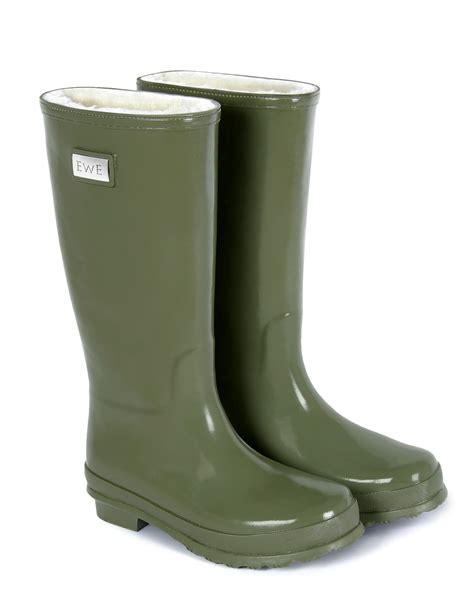 The Classic Fern Green Wellie But With Fleecy Linings By Ewe Fern