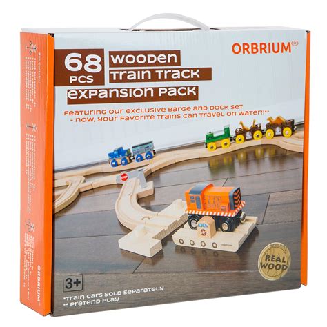 Orbrium Toys 68 Pcs Wooden Train Track Expansion Pack Compatible Thomas