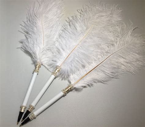 Handmade Ostrich Feather Pens G1 Pen All White Penwhite Feather Etsy