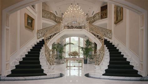 Mansion Double Staircase Interior Day Of Mansion Entryway With Double