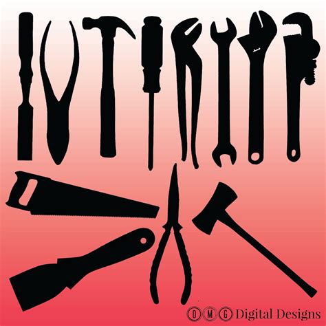 12 Tool Silhouettes Clipart Images Clipart Design Elements