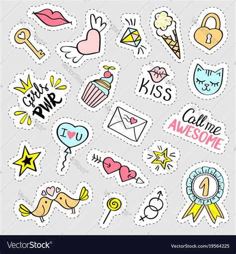 Fashion Girly Stickers Set Royalty Free Vector Image
