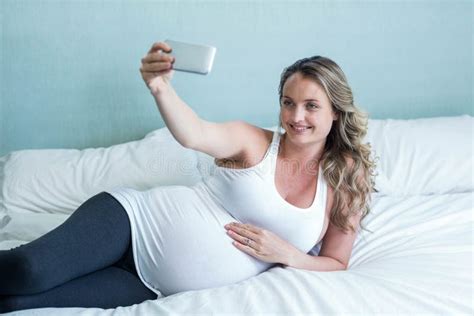 Pregnant Woman Taking A Selfie Stock Image Image Of Abode Maternity