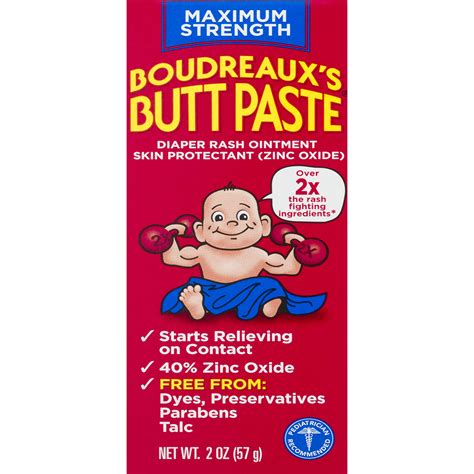 Boudreauxs Butt Paste Diaper Rash Ointment Maximum Strength 2 Ounce