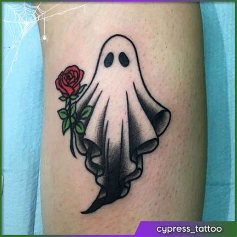 Ghost With Rose Halloween Tattoo Halloween Halloween Tattoos Cute