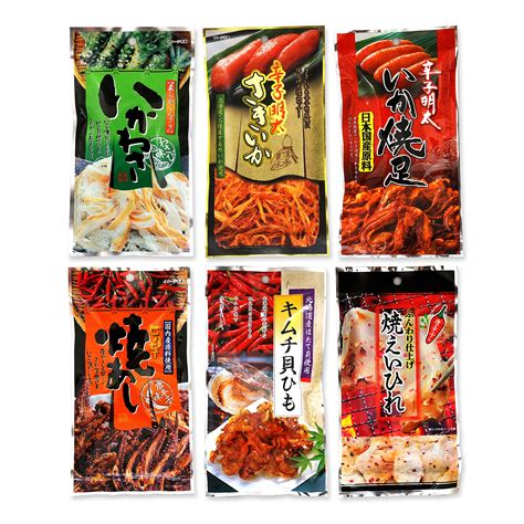 Assorted 6 Packs Of Otsumami Japanese Dried Seafood Snack Eaten With
