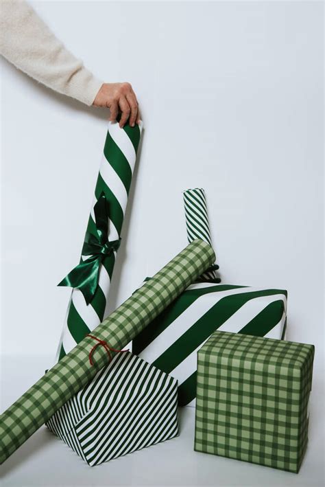 Christmas Green Gingham Luxury Wrapping Paper By Abigail Warner